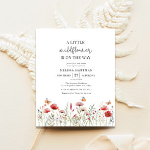Budget A Little Wildflower Baby Shower Invitation