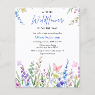 Budget A Little Wildflower Baby Shower Invite