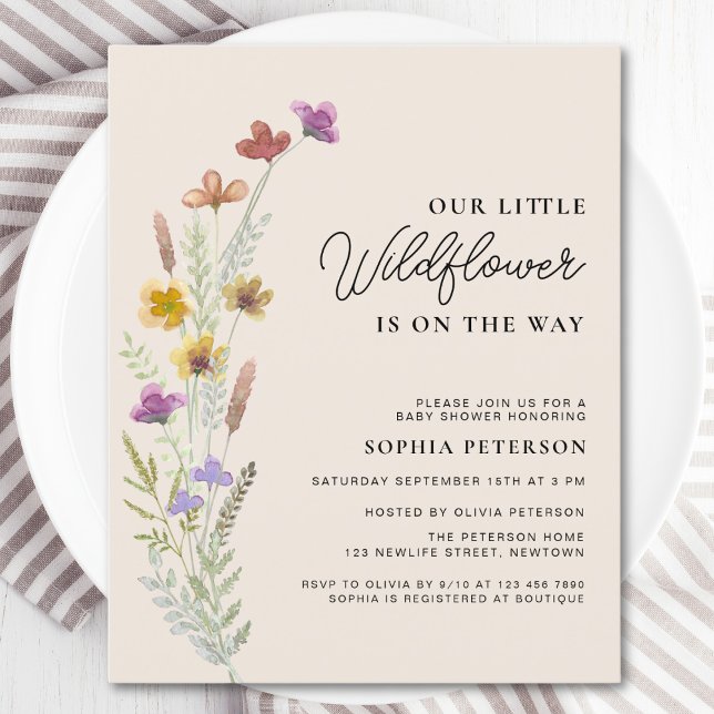 Budget A Little Wildflower Boho Baby Shower Invite (Creator Uploaded)
