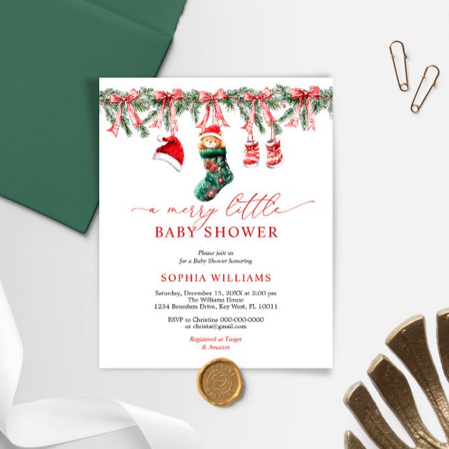 Budget A Merry Little Baby Shower Invitation (Creator Uploaded)