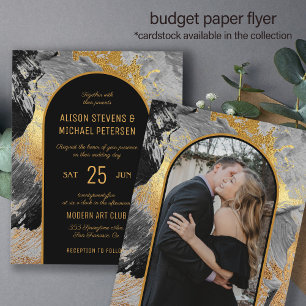 Budget abstract gold arch PHOTO wedding Invitation Flyer