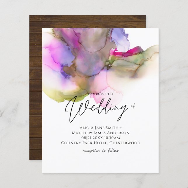 Budget Abstract Rainbow Purple Wedding (Front/Back)