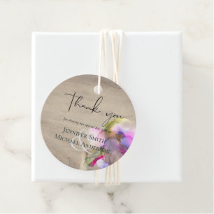 Budget Abstract Rainbow Purple Wedding Favour Tags