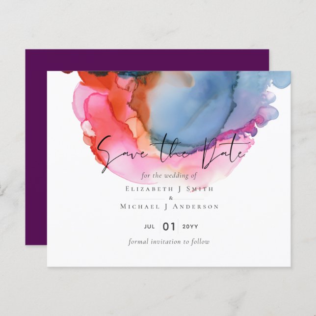 BUDGET abstract Rainbow Watercolor Wedding (Front/Back)