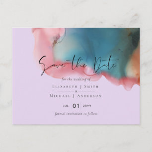 BUDGET abstract Rainbow Watercolor Wedding Postcard