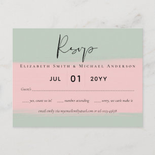 BUDGET Abstract Sage Blush Pink Script Wedding Set Postcard