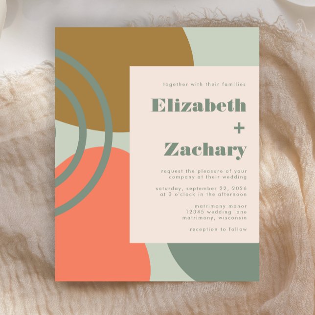 Budget Abstract Sage Green Wedding Invitation (Creator Uploaded)