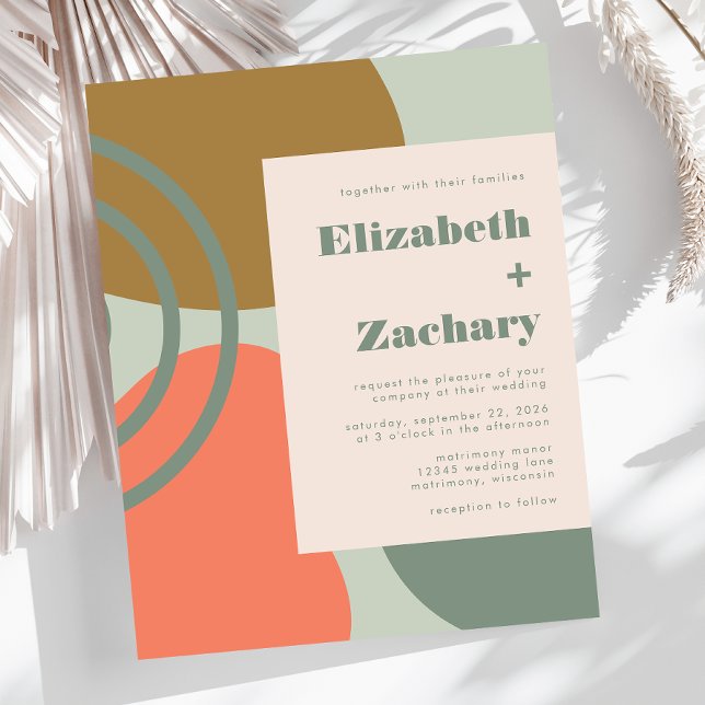 Budget Abstract Sage Green Wedding Invitation (Creator Uploaded)