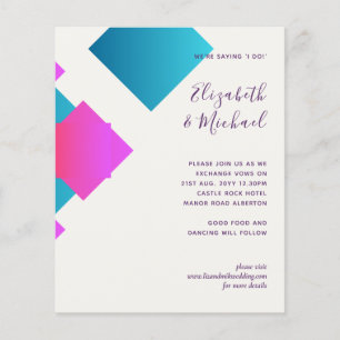 Budget Abstract Turquoise Pink Wedding Invites
