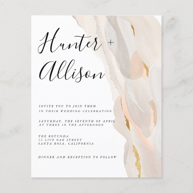 Budget Abstract Wedding Invitation  Flyer (Front)