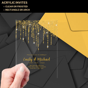 BUDGET Acrylic Clear Gold Lights Elegant Luxury Ac Acrylic Invitations