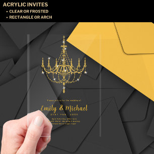 BUDGET Acrylic Clear Gold Lights Elegant Luxury Ac Acrylic Invitations