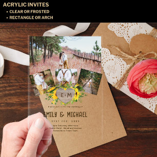 BUDGET Acrylic Clear Photo Wedding Sunflowers Acrylic Invitations