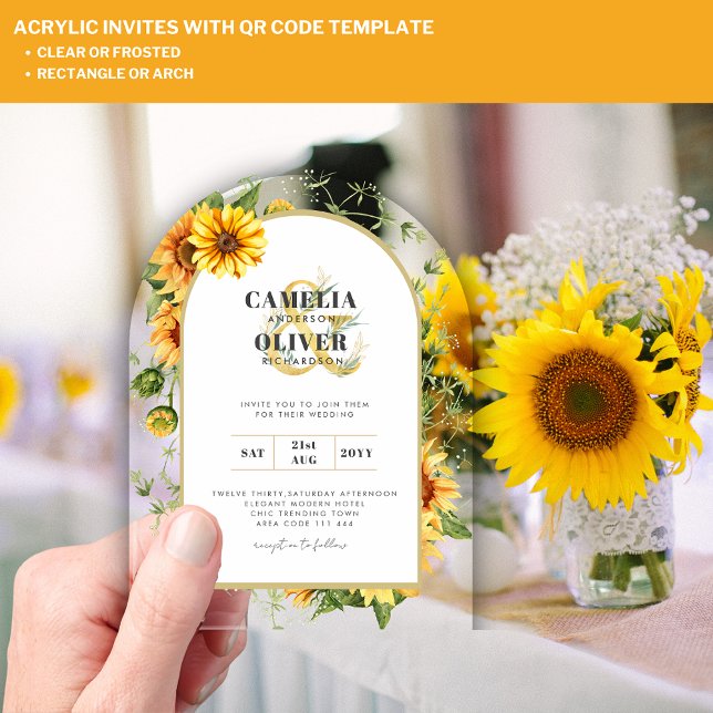 BUDGET Acrylic Clear Wedding Invite Sunflowers Invitations (Creator Uploaded)