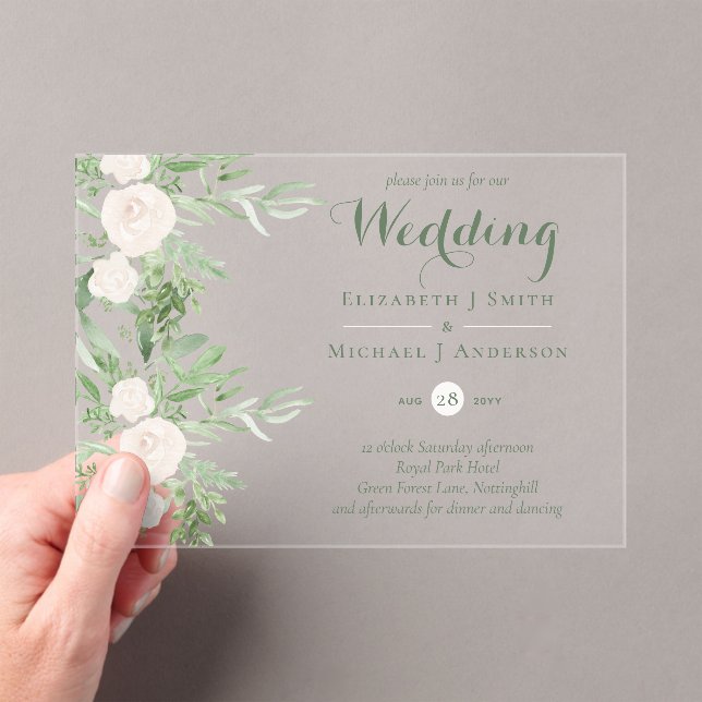BUDGET Acrylic Clear Wedding Magnolia Flowers Acrylic Invitations (Insitu (Handheld))