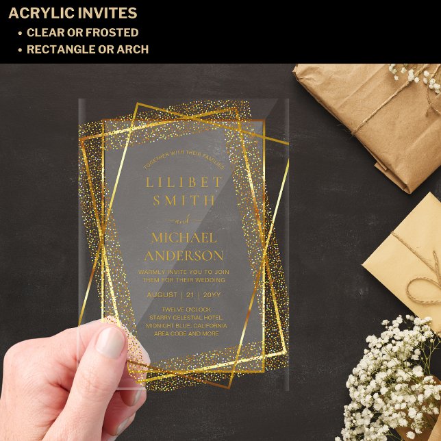 BUDGET Acrylic Wedding Gold Faux Foil Elegant Acrylic Invitations (Creator Uploaded)