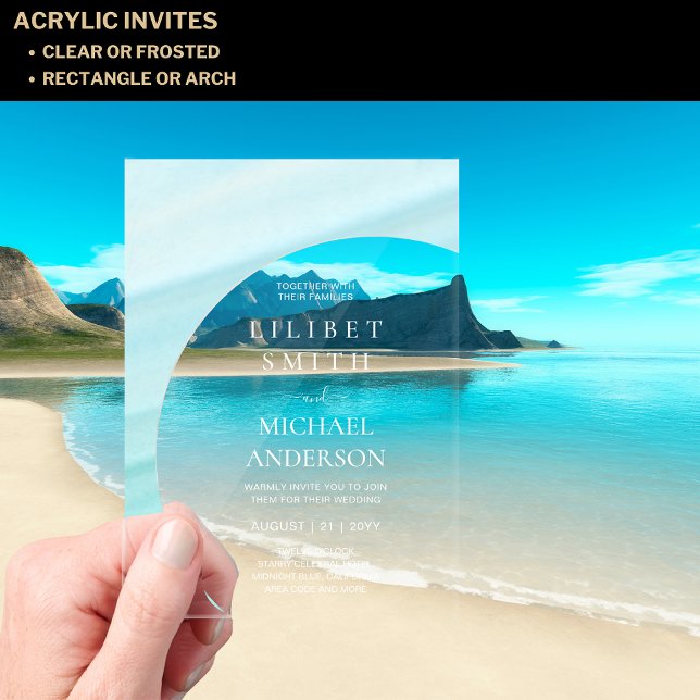 BUDGET Acrylic Wedding Pastel Aqua Blue White Text Acrylic Invitations (Creator Uploaded)