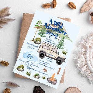 Budget Adventure Baby Shower Watercolor Camper Flyer