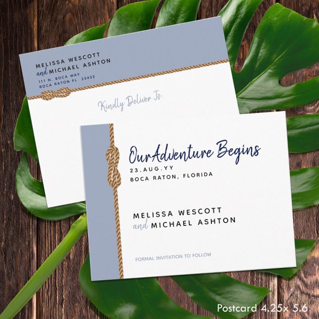 Budget ⚓️ Adventure Begins Nautical Save The Date Announcement Postcard (Budget ⚓️ Adventure Begins Nautical Save The Date Announcement Postcard
)