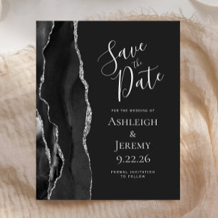 Budget Agate Black Silver Dark Save the Date