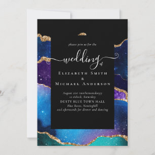 BUDGET  AGATE Blue Purple Gold Wedding Budget Invitation