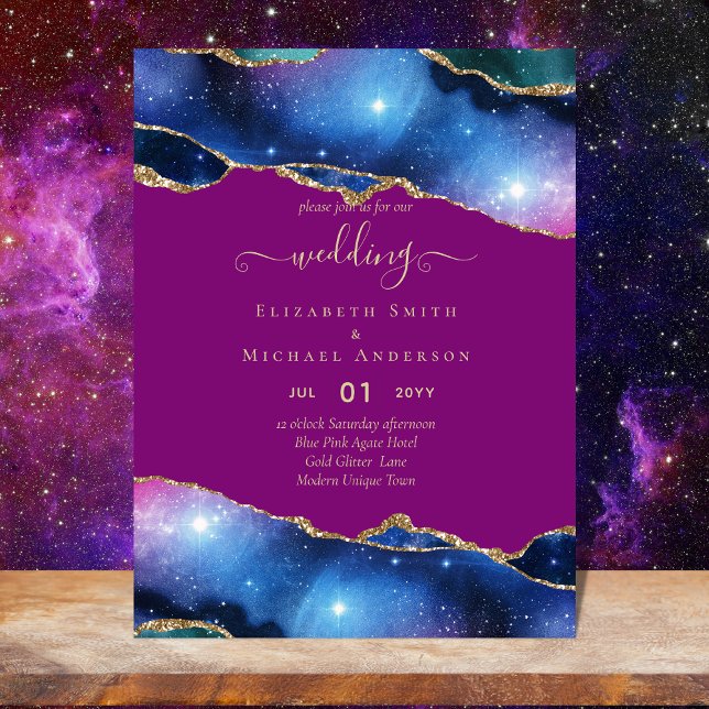 BUDGET AGATE Blue Purple Pink Gold Wedding INVITE Flyer (Creator Uploaded)