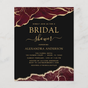 Budget Agate Burgundy Bridal Shower Gold Flyer