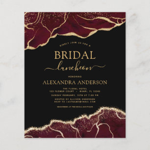 Budget Agate Burgundy Bridal Shower Luncheon Gold Flyer