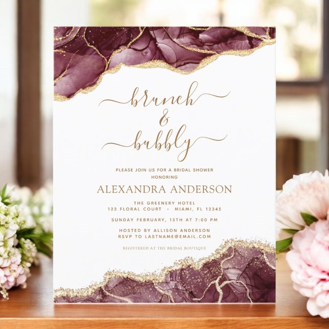 Budget Agate Burgundy Gold Brunch & Bubbly (Creator Uploaded)