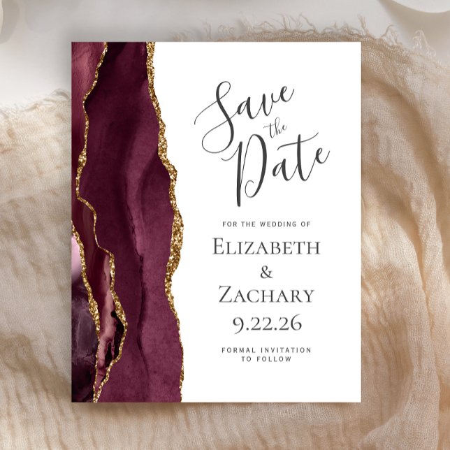 Budget Agate Burgundy Gold Save the Date (Creator Uploaded)