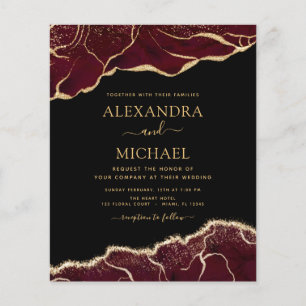 Budget Agate Burgundy Gold Wedding Invitation Flyer