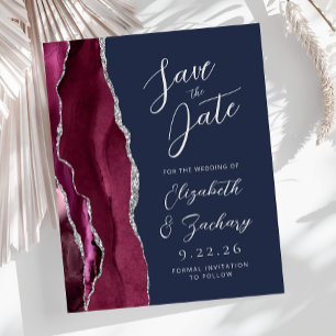 Budget Agate Burgundy Silver Navy Save the Date