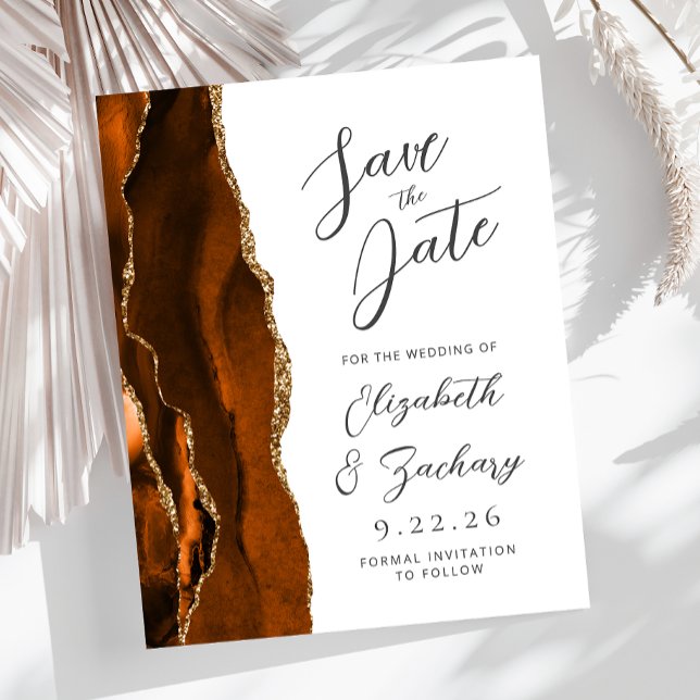 Budget Agate Burnt Orang Gold Save the Date (Creator Uploaded)