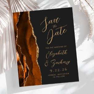 Budget Agate Burnt Orange Gold Dark Save the Date