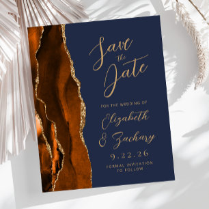 Budget Agate Burnt Orange Gold Navy Save the Date