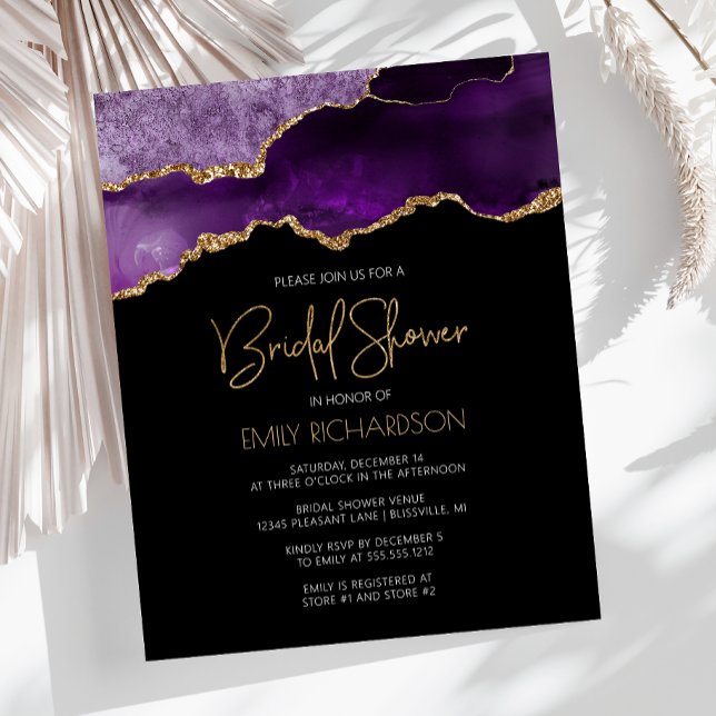 Budget Agate Geode Purple Bridal Shower Invitation (Creator Uploaded)