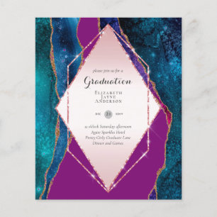 BUDGET Agate GRADUATION Party Invites Glitter Glam Flyer