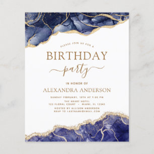 Budget Agate Navy Blue Birthday Party Any Age Flyer