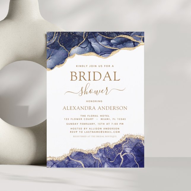 Budget Agate Navy Blue Gold Bridal Shower (Creator Uploaded)