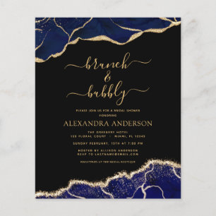 Budget Agate Navy Blue Gold Brunch & Bubbly Flyer