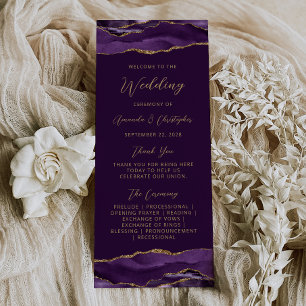 Budget Agate Purple Gold Plum Wedding Program Rack Card