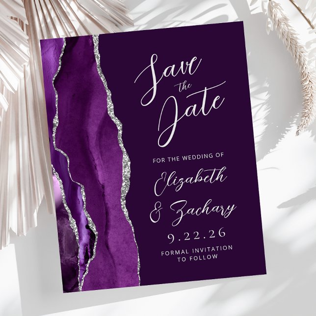 Budget Agate Purple Silver Plum Save the Date (Creator Uploaded)