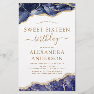 Budget Agate Sweet 16  Navy Blue Gold