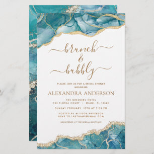 Budget Agate Teal Brunch & Bubbly Bridal Shower