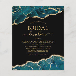 Budget Agate Teal Gold Bridal Shower Luncheon Flyer