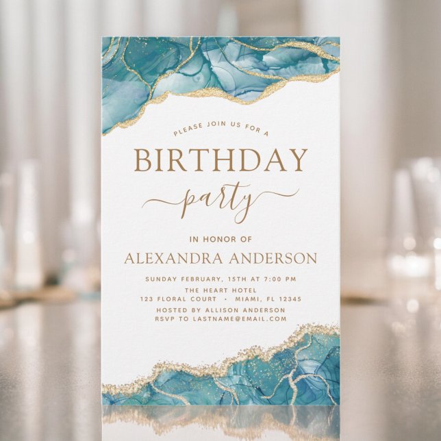 Budget Agate Turquoise Birthday Party Gold (Creator Uploaded)