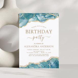 Budget Agate Turquoise Birthday Party Teal Gold
