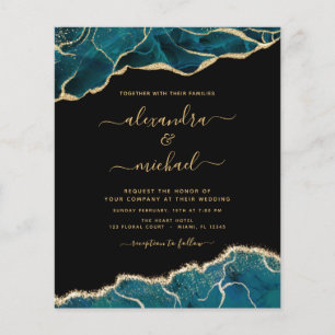 Budget Agate Turquoise Teal Gold Wedding Flyer