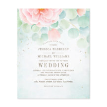 Budget Airy Foliage Floral Wedding Invitation