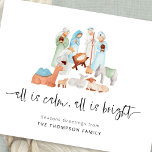 Budget All Calm Nativity 2024 Calendar Christmas<br><div class="desc">A value for money BUDGET alternative on a smaller size 4.5 x 5.6” semi-gloss 110lbs weight, which is of similar thickness to a postcard (however is not suitable to use as a postcard.). PLEASE NOTE there is ONE per sheet. Budget All Is Calm Nativity 2024 Calendar Christmas Card. All Is...</div>